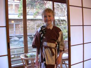 Will in ryokan room overlooking koi pond