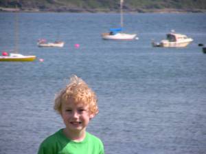 Enjoying the sun outside our hotel